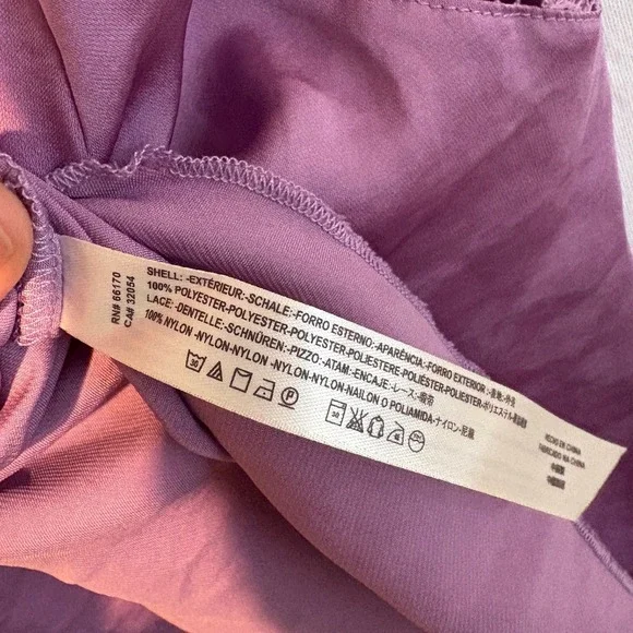 NWT Free People Hydrangea Lace Satin V-Neck Camisole Top Purple OB809904 Women M - Picture 7 of 10